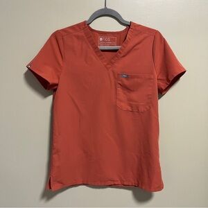 Figs Technical Collection V-Neck Pocket Scrub Top Terracotta